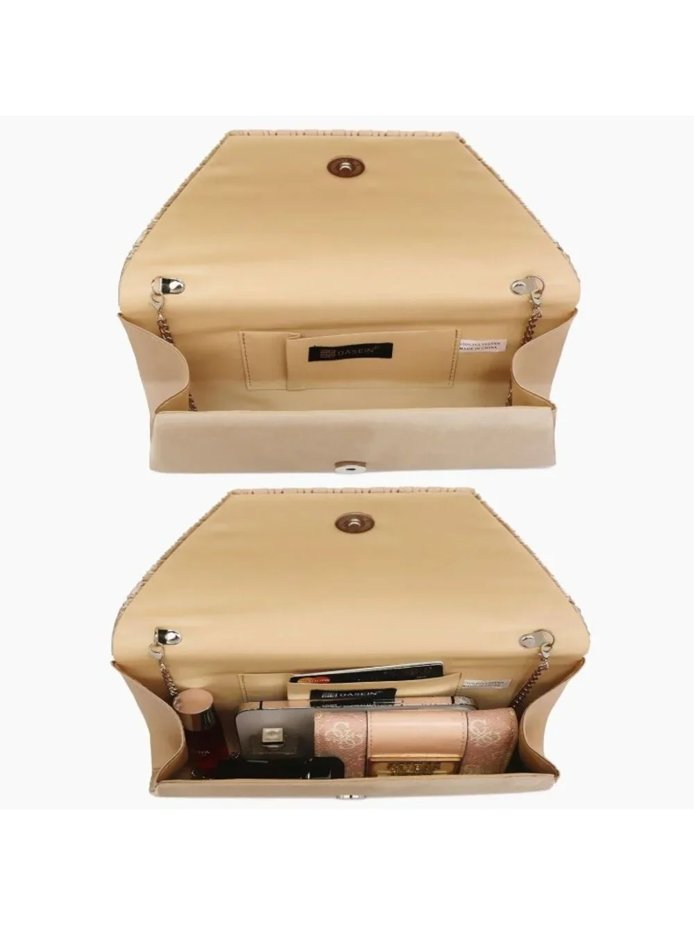 Women’s Camel Clutch Purse With Detachable Chain Wedding Formal Evening Bag